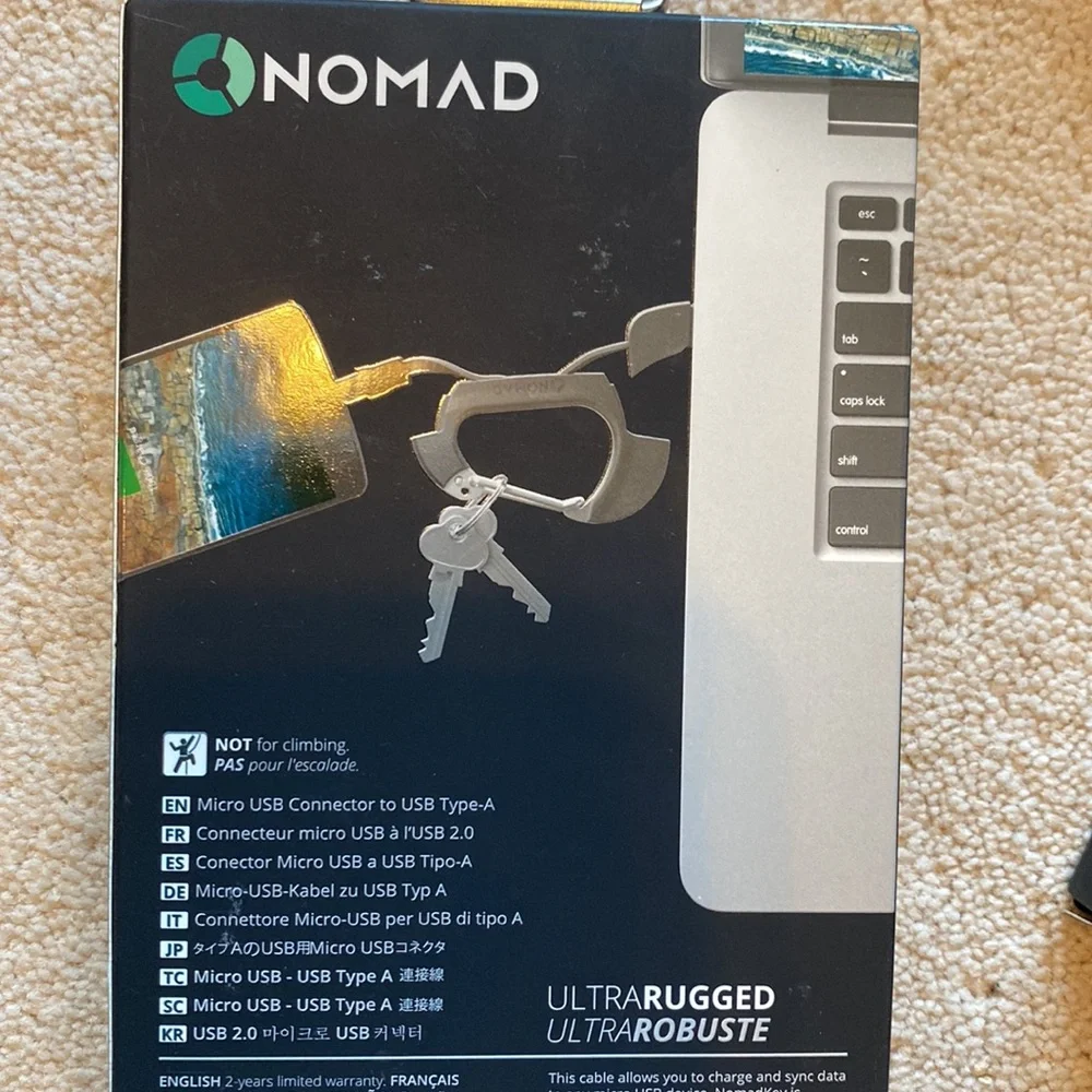 Nomad Carabiner for ANDROID Micro USB to USB Charging Cable